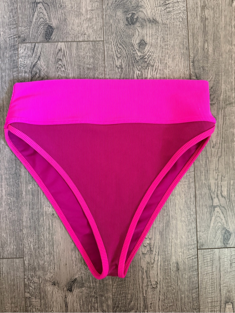 Beach Riot Hot Pink Ribbed High-Waist Bikini Bottom